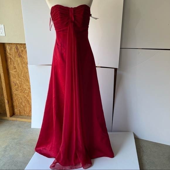 Women's Red Lace Long Maxi Formal Evening Cocktail Bridesmaid Prom Dress, Sz 10 - Picture 2 of 16